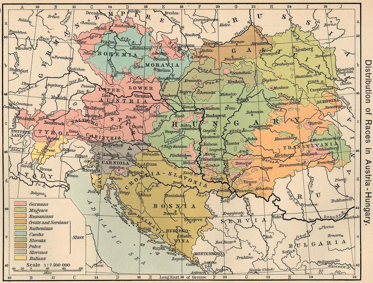 ਆਸਟਰੀਆ, ਹੰਗਰੀ ਦਾ ਨਕਸ਼ਾ 1900