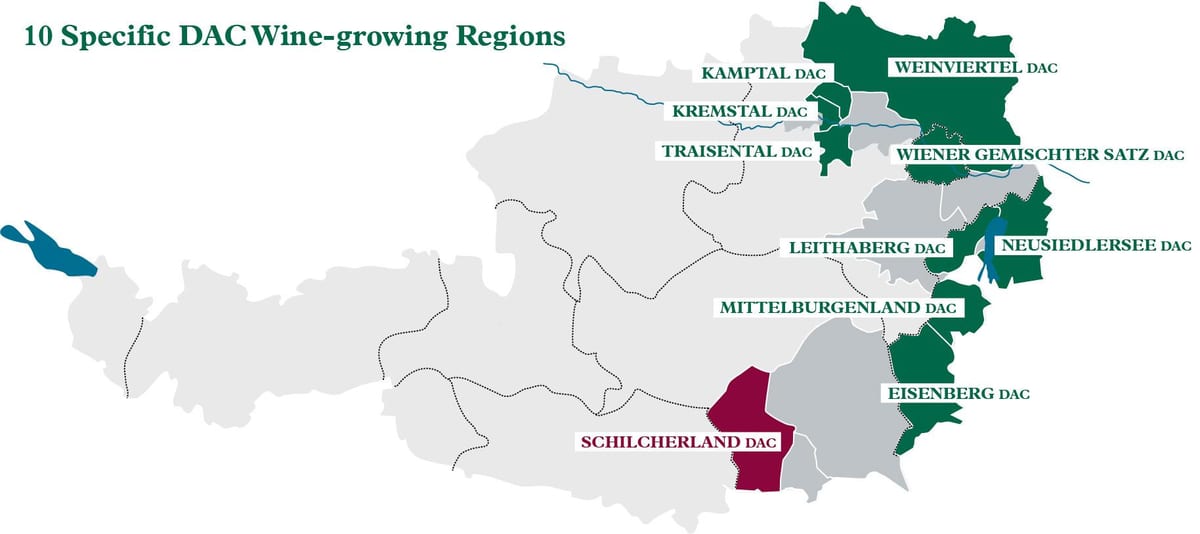 austrian ਵਾਈਨ ਨੂੰ ਖੇਤਰ ਦਾ ਨਕਸ਼ਾ