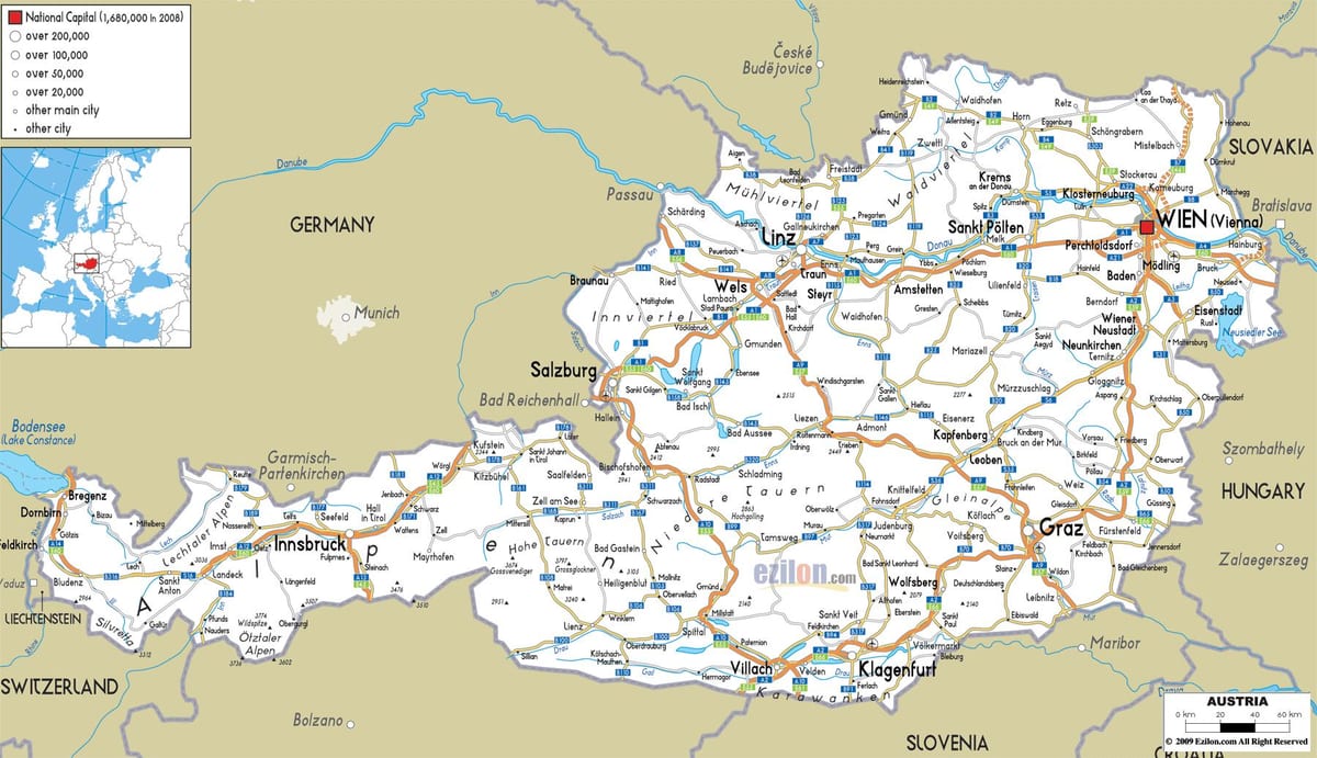 ਨਕਸ਼ਾ ਦੇ austrian ਰਸਤਾ