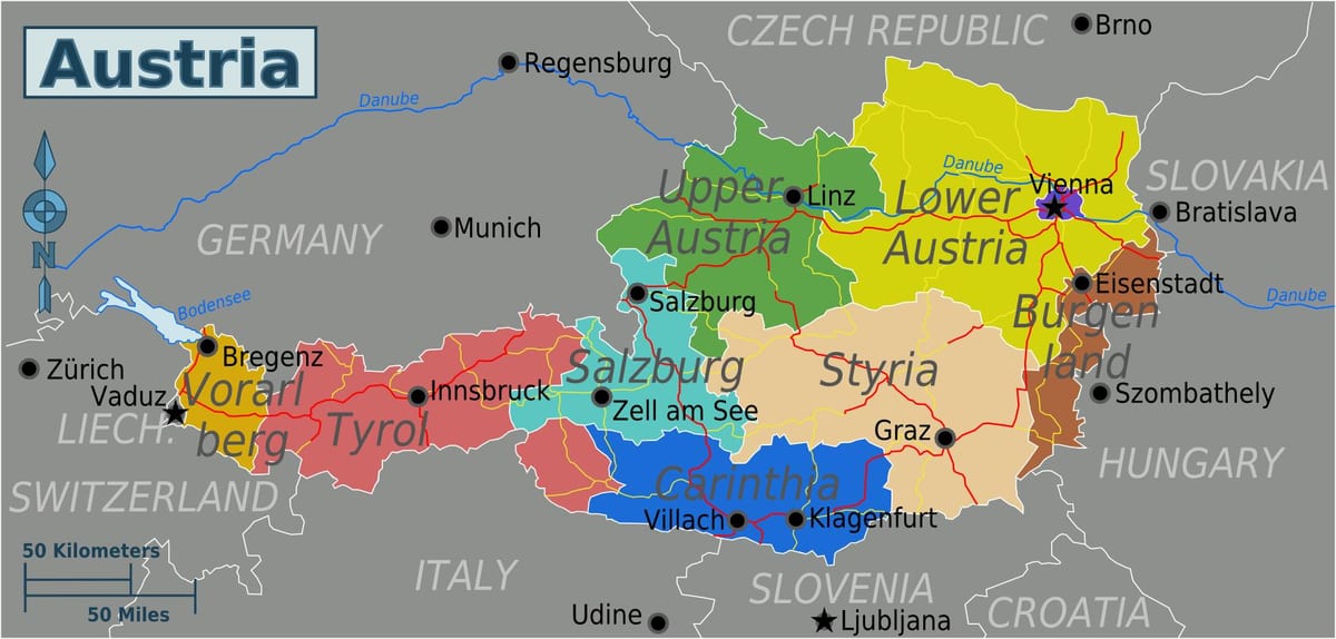 ਨਕਸ਼ਾ ਦੇ austrian ਰਾਜ